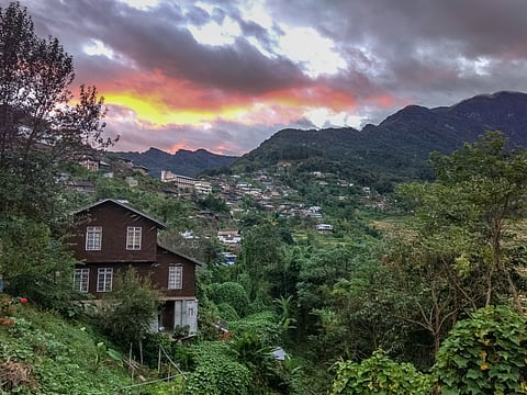 Khonoma village in Nagaland at dawn