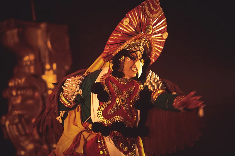 A Yakshagana dancer in Chowdiah Hall, Bengaluru
