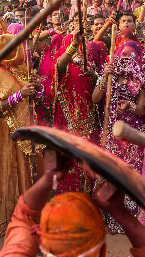 Lathmar Holi celebration in Barsana, UP