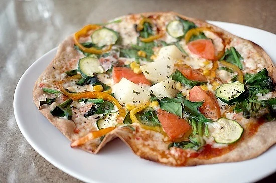 A vegetarian pizza in Tokyo