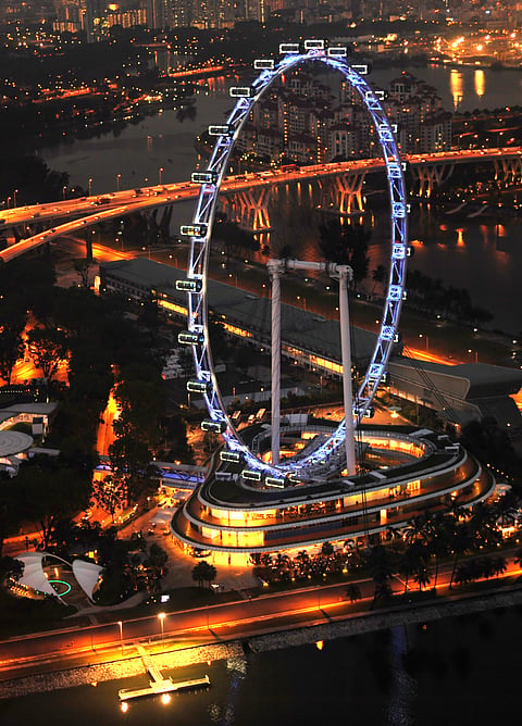 Aerial shot of the Singapore Flyer