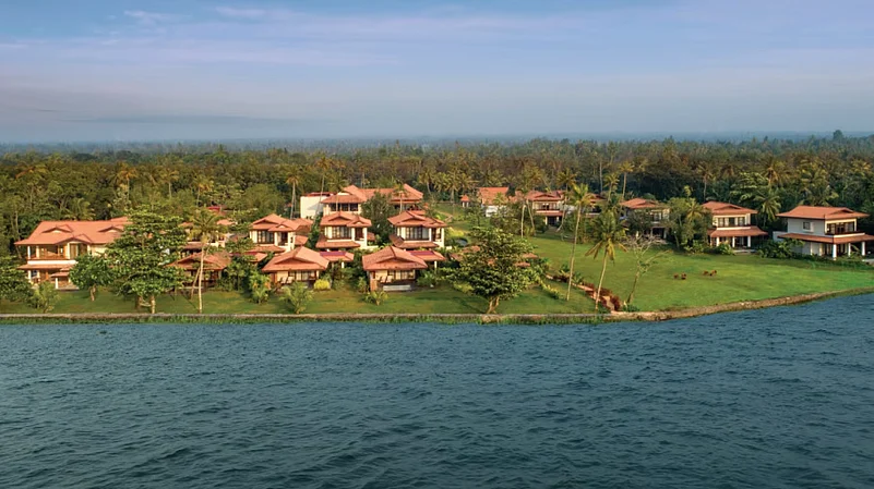 The villas overlook the Vembanad lake