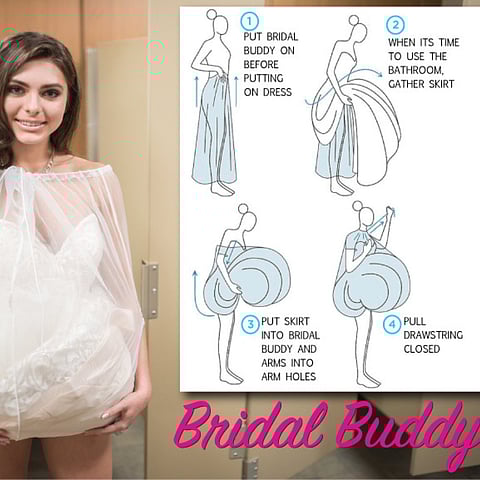 You can wear a bag slip under your dress that can be easily pulled up during a loo break