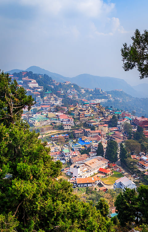 An aerial view of Mussoorie, Uttarakhand