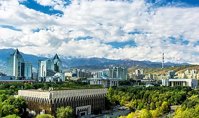 Aureliy/Shutterstock : Almaty city in Kazakhstan