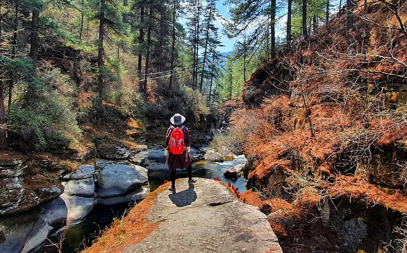Galey Tenzin at Mebar Tsho, a sacred site in the Tang valley 