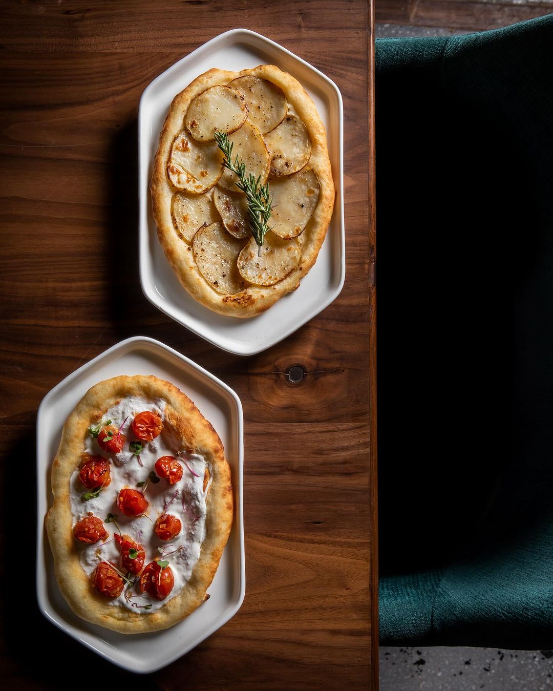 Tomato Feta Flatbread, Truffle Potato Flatbread at Napoli By Shatranj
