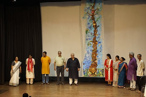 Unveiling of the patchwork tapestry created by lead artist Ankita Chakraborty at ICCR