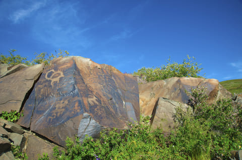 The Petroglyphs are located in the Tanbaly Gorge, in the Chu-Ili mountains, about 120 km northwest of Almaty