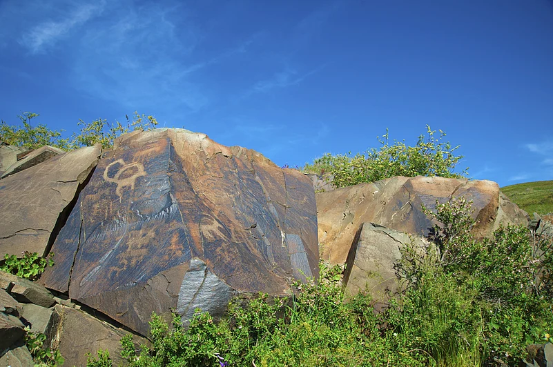 The Petroglyphs are located in the Tanbaly Gorge, in the Chu-Ili mountains, about 120 km northwest of Almaty