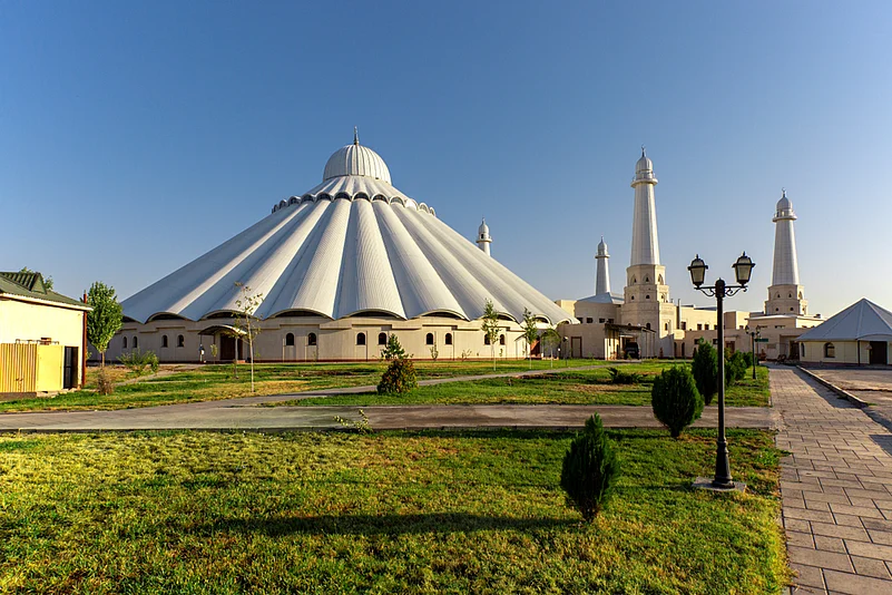 Sheikh Khalifa Mosque, also known as Al Nahyan Mosque, in Shymkent, Kazakhstan