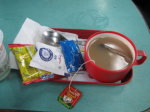 The tea tray on a train