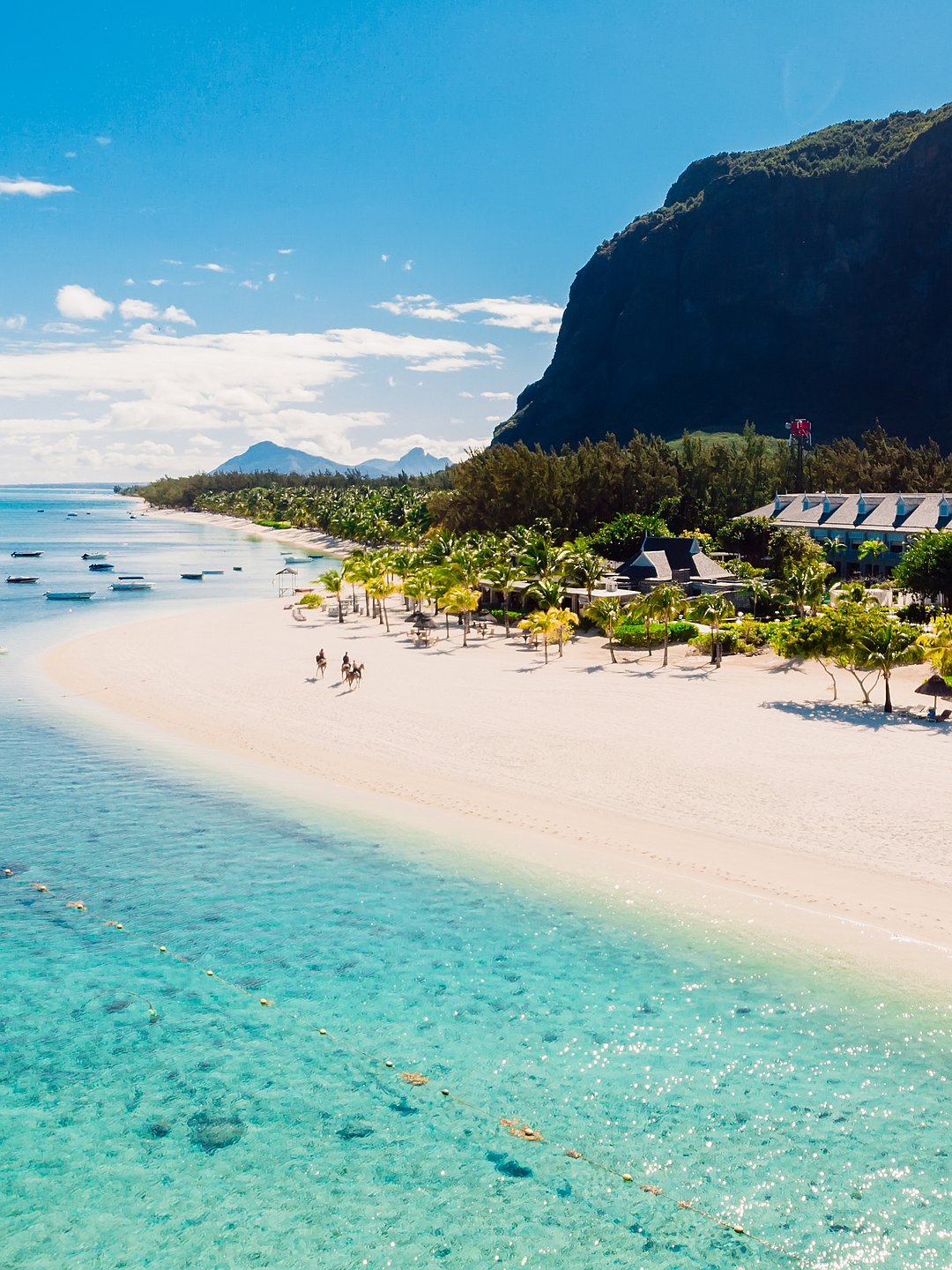 Luxury beach with Le Morne mountain in Mauritius