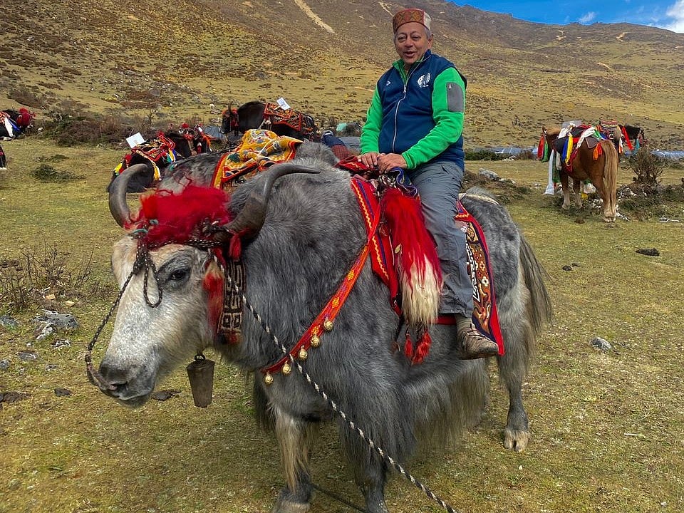 Senior travel writer Ranjan Pal in Laya, Bhutan