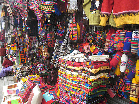 Handicrafts market in La Paz, Bolivia