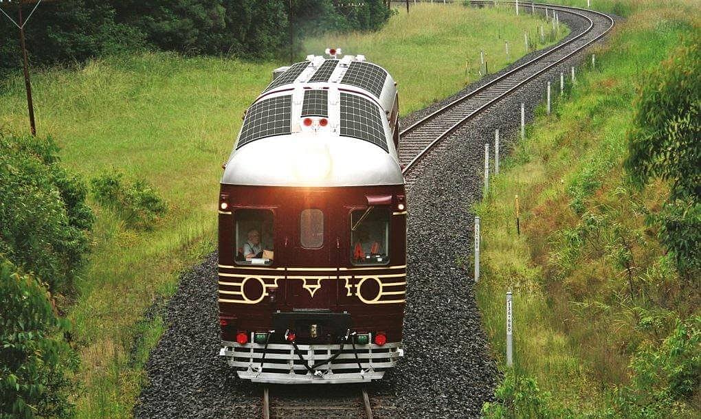 The solar panels sit on the roof of the Byron Solar Train
