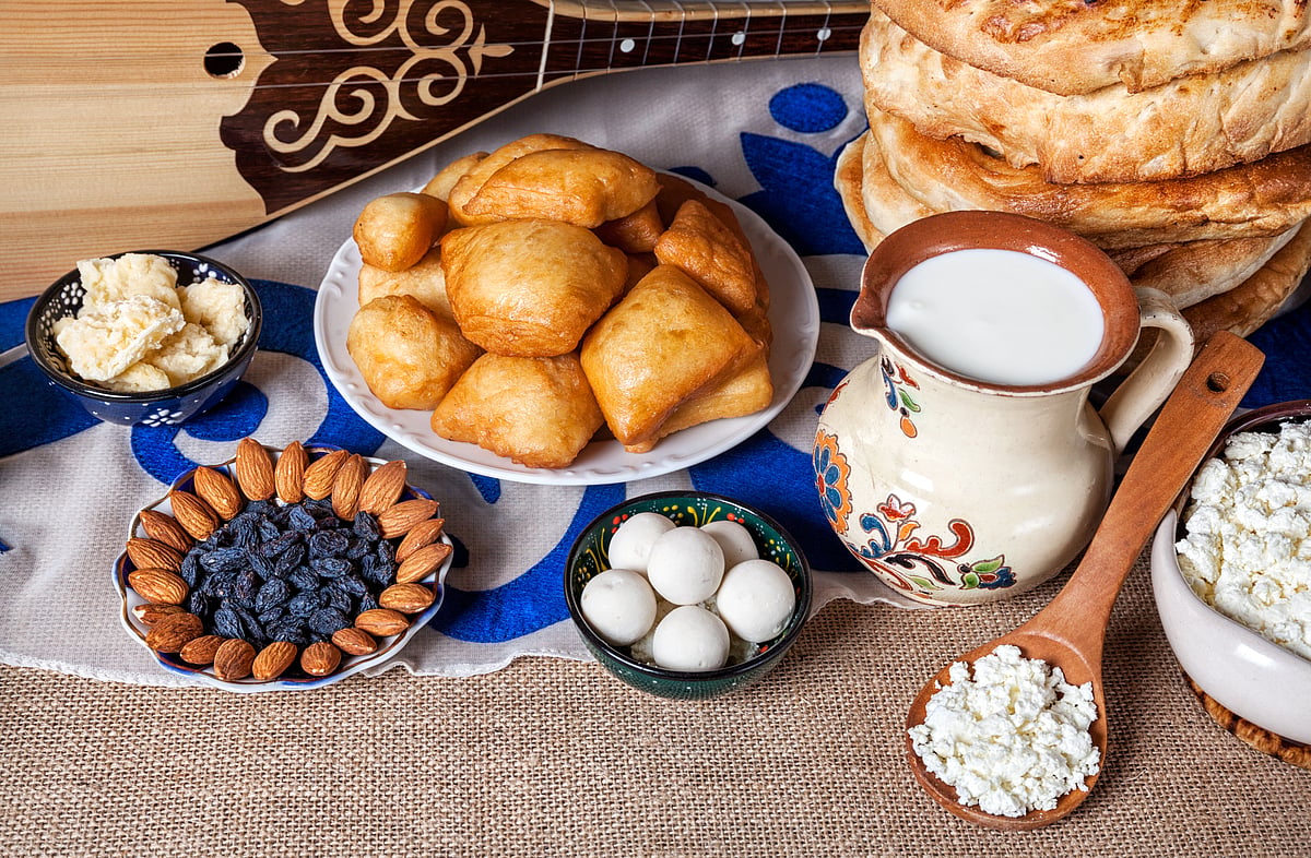 Baursak is made from yeast dough that is shaped into balls or rings, and deep-fried until golden and crispy