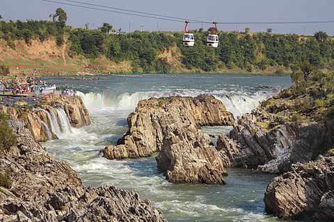 The marble rock formations at Bhedaghat near Jabalpur