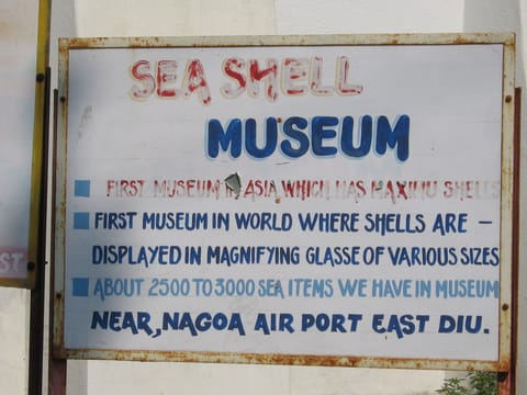A signboard for the Seashell Museum