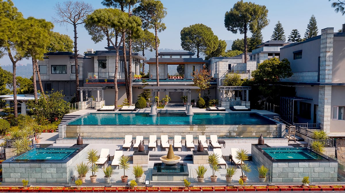 A view of the Moksha Himalaya Spa Resort architecture