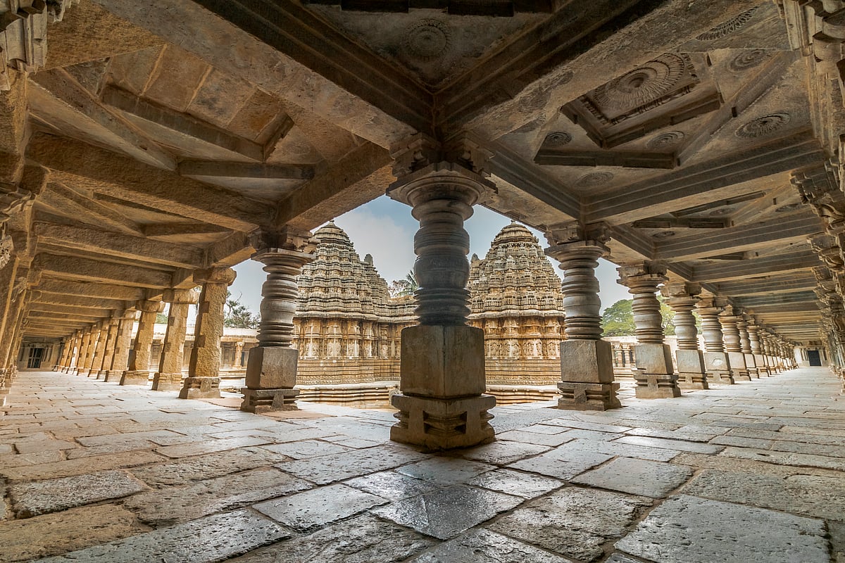 The corridors of the Chenna Kesava Temple