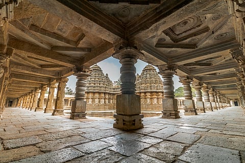 The corridors of the Chenna Kesava Temple