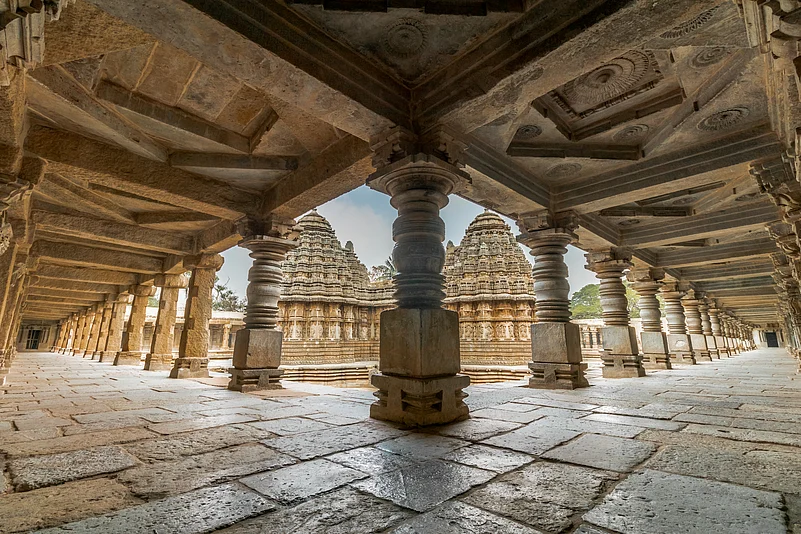 The corridors of the Chenna Kesava Temple