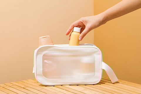 A multi-pouch makeup bag