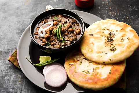 A classic chole bhature platter
