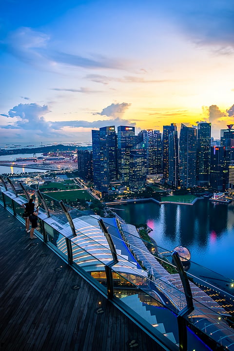 Sunset from the observation deck of Marina Bay Sands Skypark