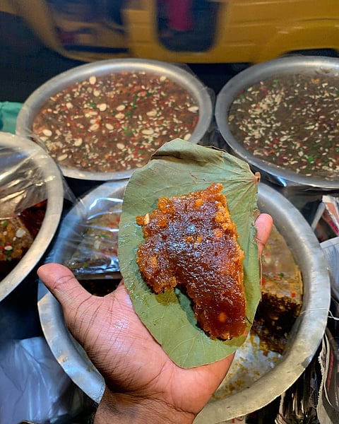 Almond halwa on the streets of Mylapore