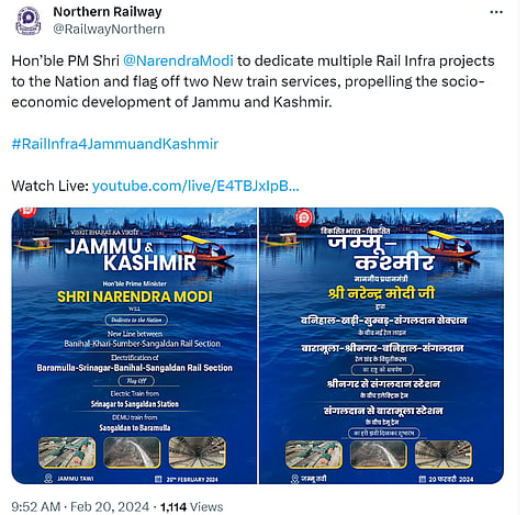Udhampur-Srinagar-Baramulla Rail Link Set To Open Today