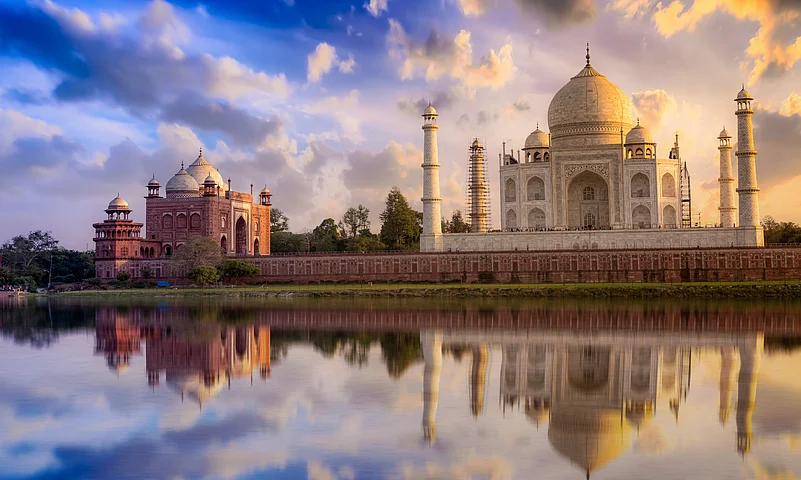 A sunset view of the Taj Mahal