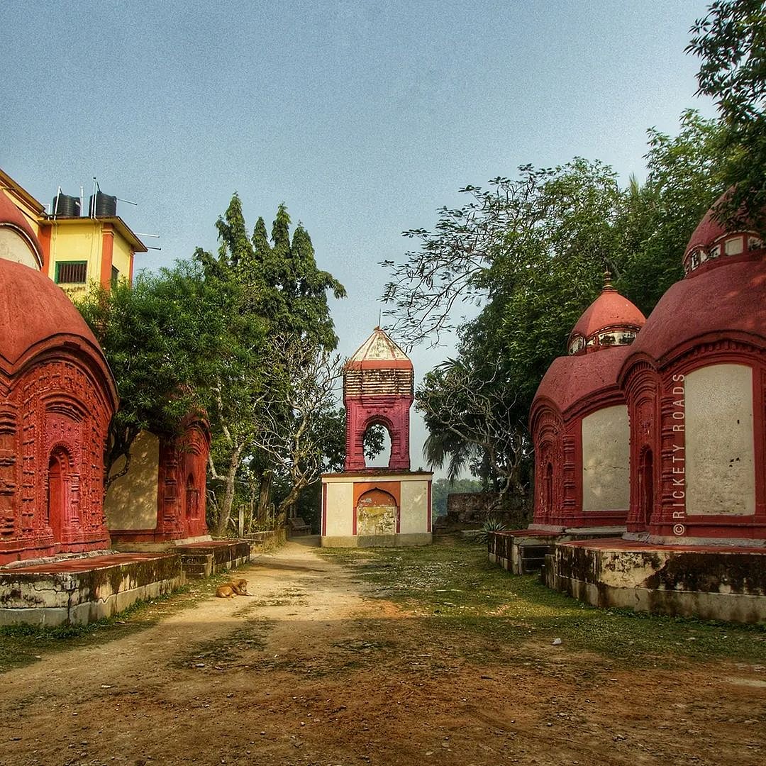 The Chaudhuri home at Amadpur is fronted by terracotta temples