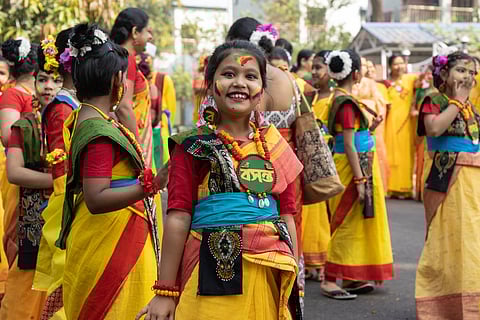 The colours of Dol Jatra light up faces in Shantiniketan