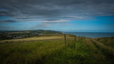 Rolling hills with a view of the coast