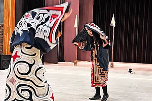 Traditional Ainu crane dance being performed at Lake Akan Ainu Theatre