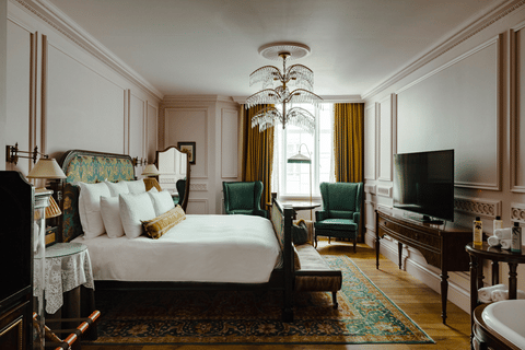 Large rooms at The Ned offer open-plan living, ideal for extended stays