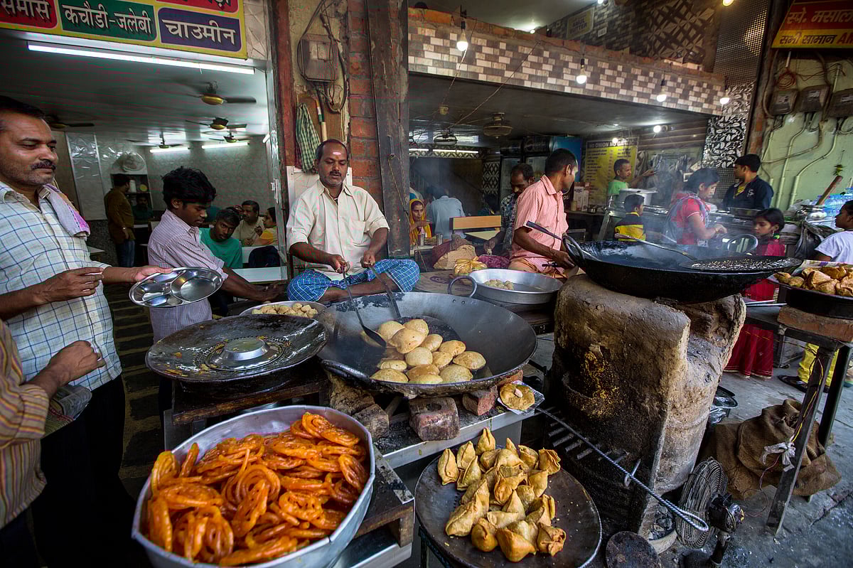 Food shops in Varanasi