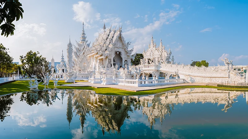 Wat Rong Khun depicts the Buddhist cycle of birth and death called samsara