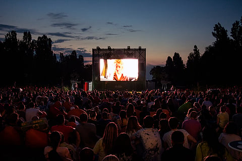 An outdoor screening in progress