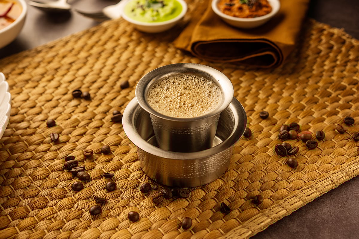 A traditional serving of South Indian filter coffee
