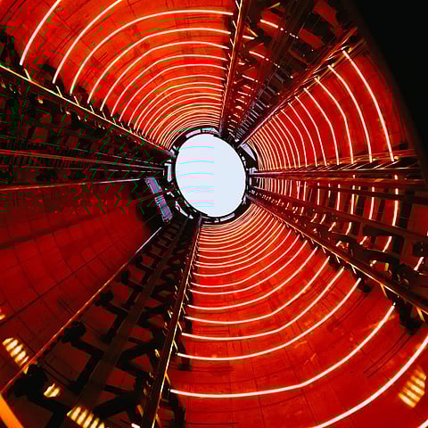 Take a journey up the chimney in a specially designed glass elevator, the Lift109