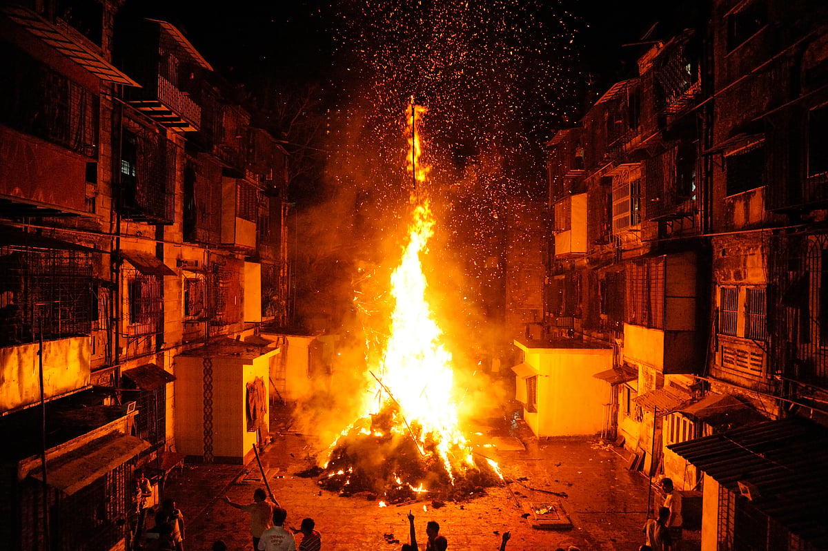 The event of Holika Dahan in progress