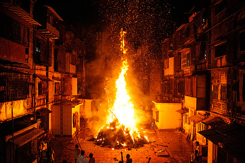 The event of Holika Dahan in progress