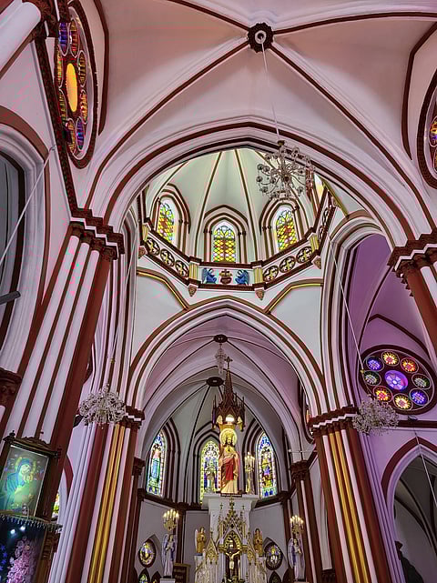 Inside the Basilica of the Sacred Heart of Jesus, Pondicherry