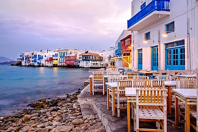 Shutterstock : Have breakfast at Little Venice in Mykonos