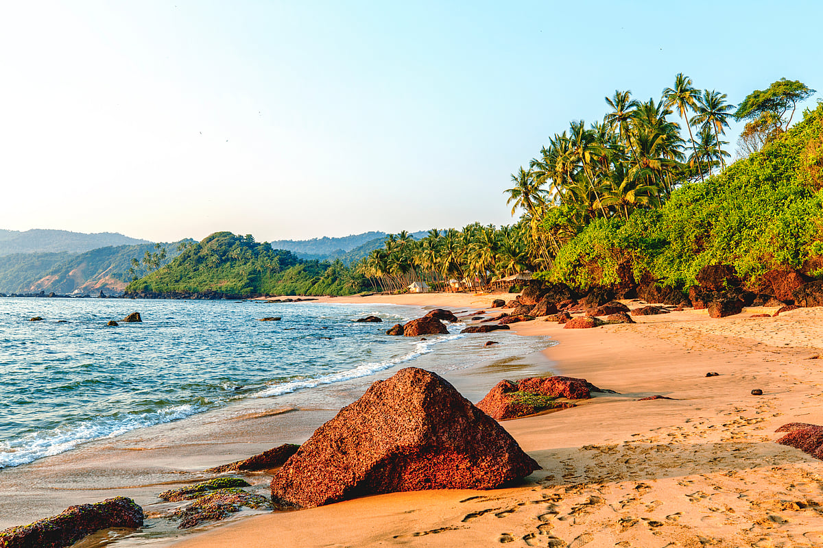Sunset views at Cola beach are particularly spectacular with vibrant colors reflecting off the sand and streams