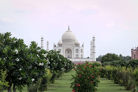 Mehtab Bagh is north of the Taj Mahal on the opposite side of the Yamuna River