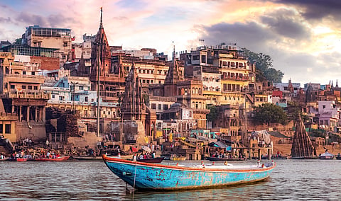 A view of the old Manikarnika Ghat